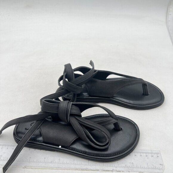 FOWT Women Split Round Toe Sandals Lace up Strappy Comfortable Flats Flip Flop - Picture 4 of 8